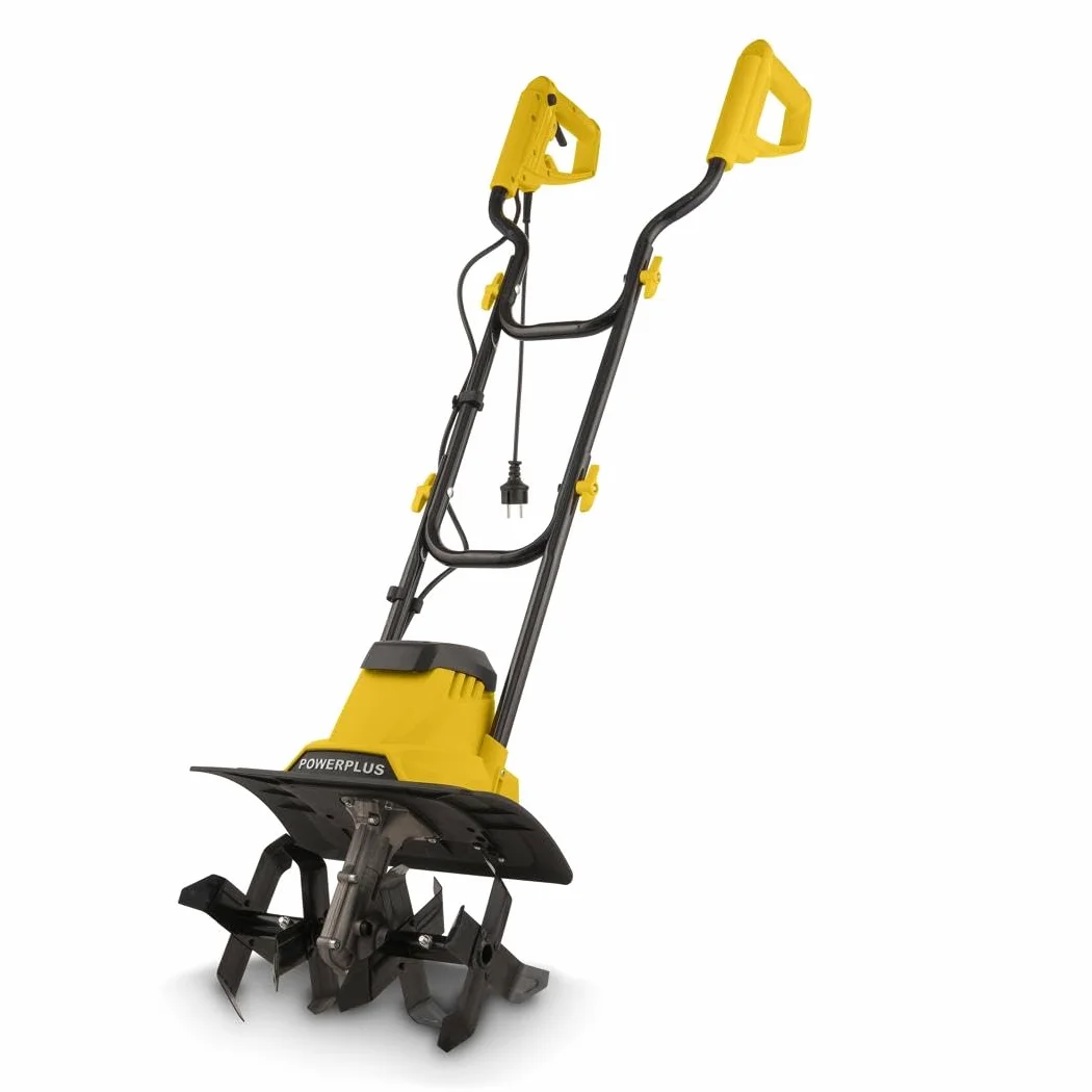 Powerplus Elektrische Gartenfräse POWEG72000-1200 W Gartenhacke mit 4 Messer zum Fräsen, Arbeitstiefe max. 220 mm, 360 mm breit, Elektrische Motorhacke, Gartengeräte