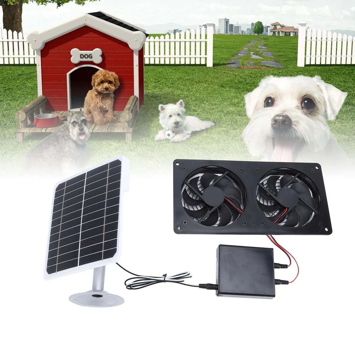 TOPINCN Solar-Abluftventilator, 20W Solarpanel, Metall, IPX7, 200 cfm, mit Schutznetz, für Hühnerstall, Gewächshaus, Scheune