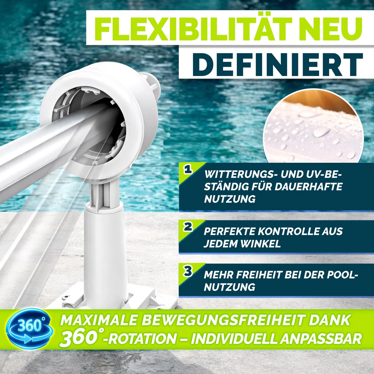 Tillvex Pool Aufroller Premium 1,05-6,15 m Aufrollsystem für Solarplane Mobile Aufrollvorrichtung witterungsbeständig