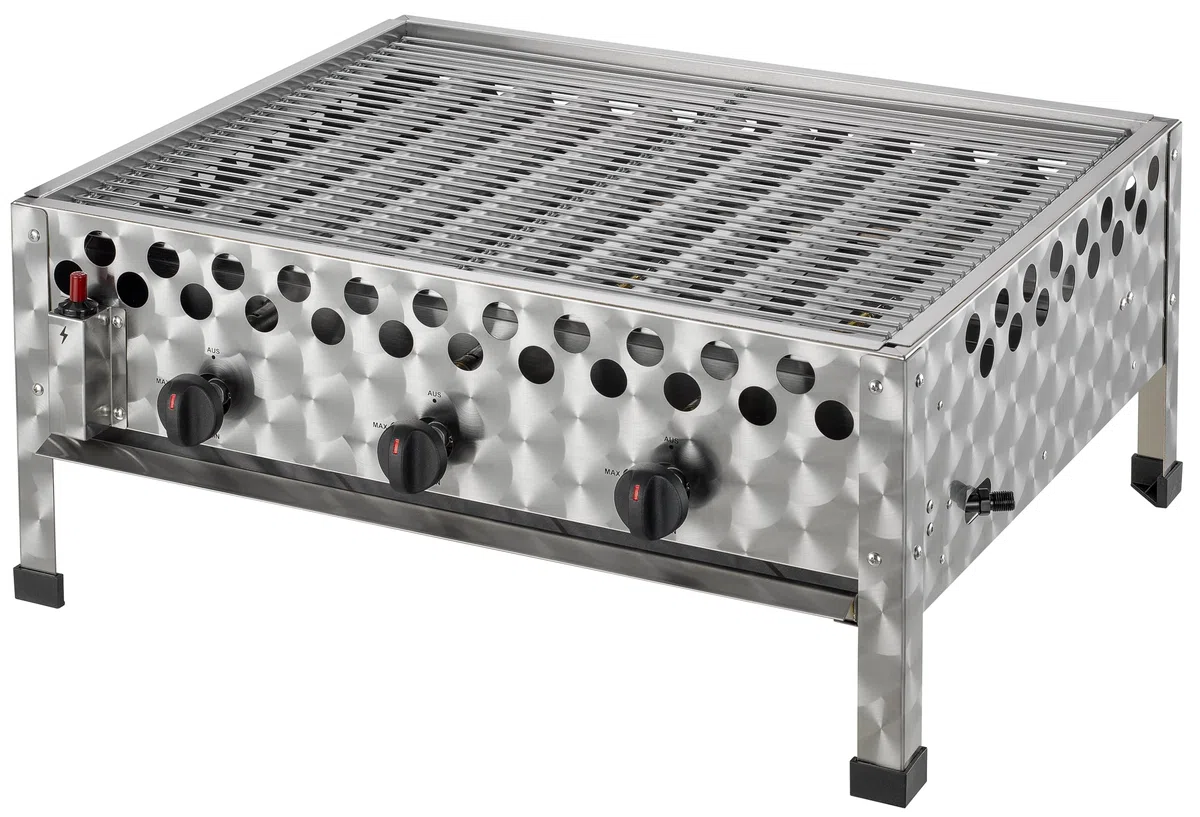 tepro Gasgrill Wurstbräter mit Grillrost, 3 Edelstahl-Brenner je circa 4 kW, Grillfläche circa 56,5 x 46,5 cm, Maße circa 66 x 56 x 28,2 cm