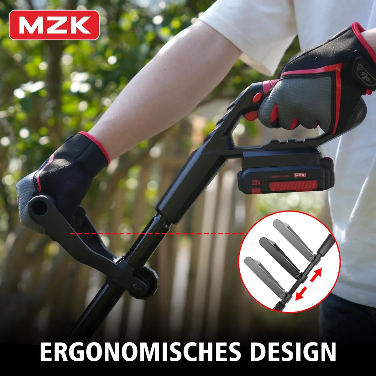 MZK 20V Akku-Motorhacken, 20 cm Arbeitsbreite, 360 U/min, Kabellose Gartenfräse mit 24 Stahlzinken, für Rasen Garten Bodenbearbeitung (2X 2,0Ah Akku & Ladegerät)