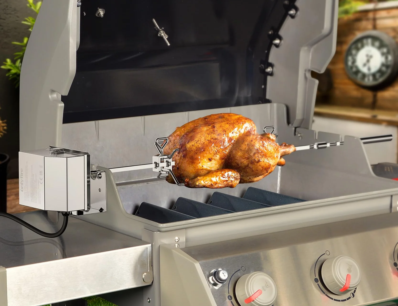 Onlyfire BRK-6045 Edelstahl Grillspieß, Set passt für Weber Spirit 200/300 & Spirit II Serie 200/300 Gasgrills