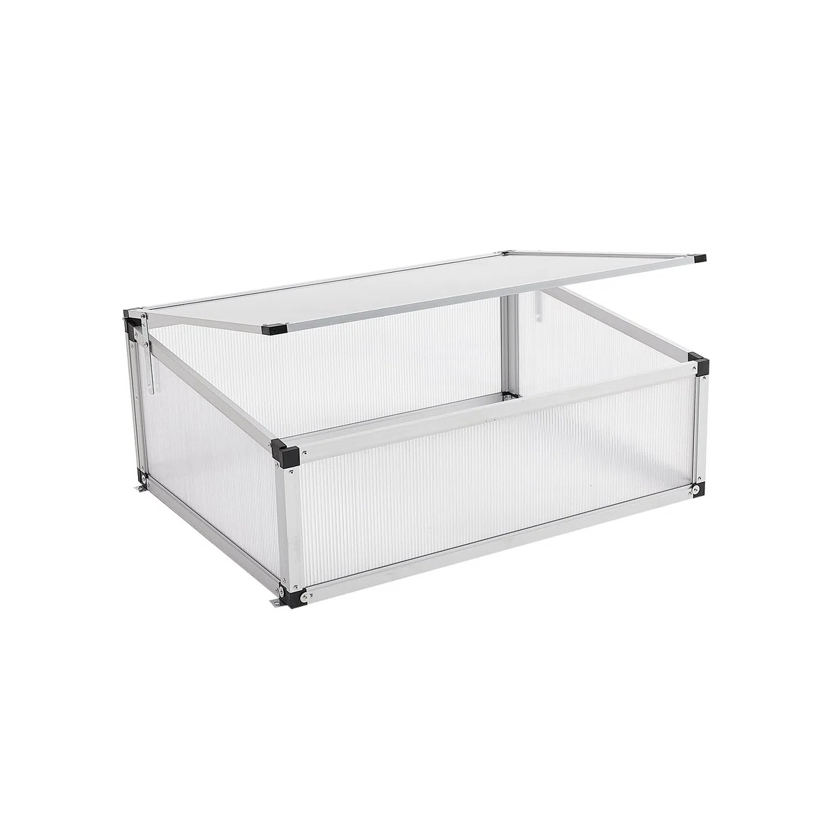 Alu Frühbeet lichtdurchlässig Frühbeetkasten Mini Gewächshaus Treibhaus UV Schutz Pflanzbeet 77x58x30cm Einzeldach Silbern