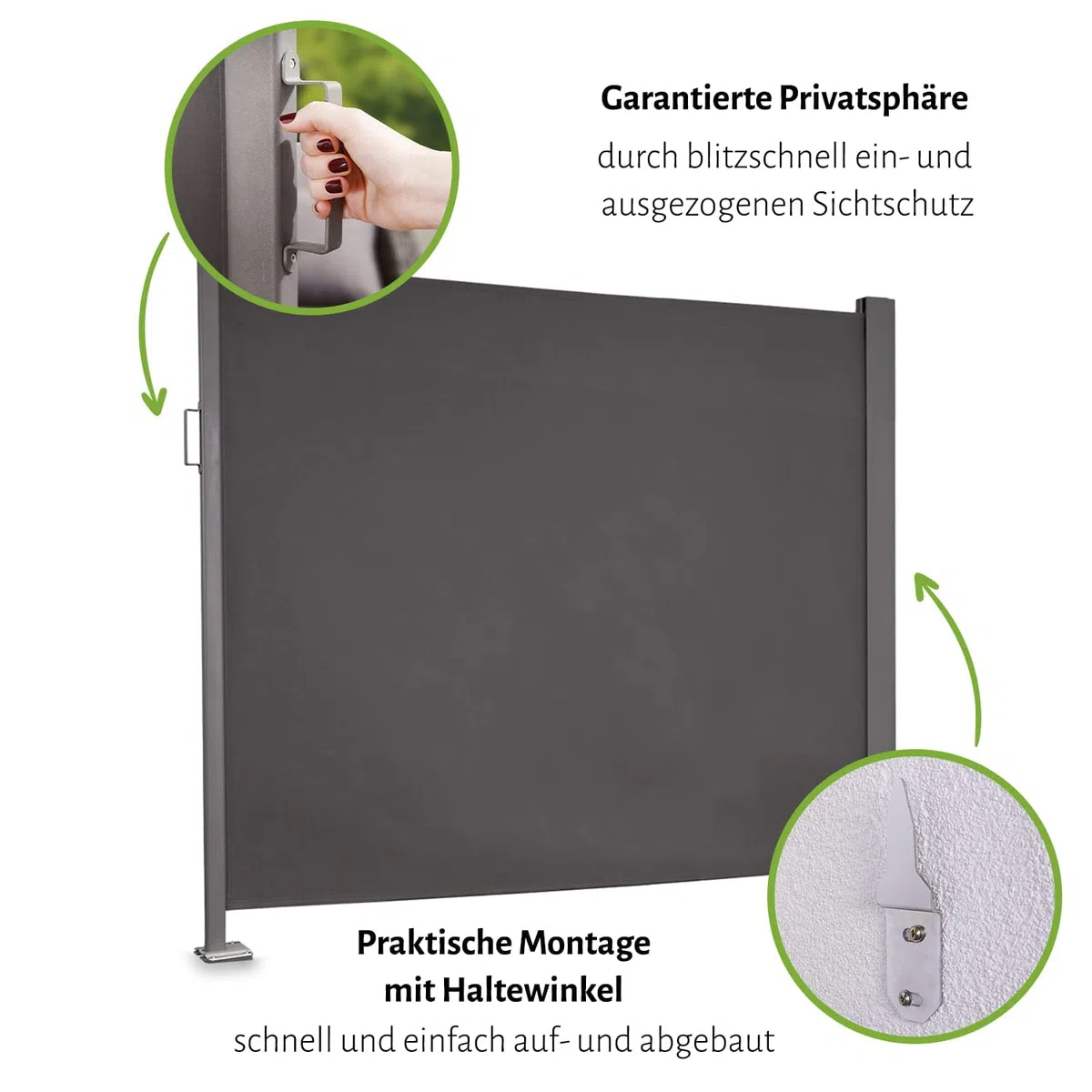 empasa Seitenmarkise 'Slim' Sichtschutz Sonnenschutz Windschutz, Farbe:anthrazit, Größe:160 x 300