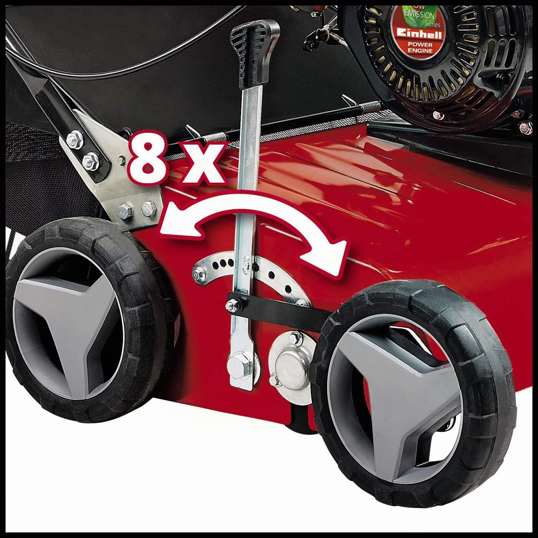 Einhell Benzin-Vertikutierer GC-SC 4240 P (bis 1.200 m², 4.2 kW, 4-Takt-Motor, kugelgelagerte Messerwalze mit 18 Stahlmessern, 8-stufige zentrale Arbeitstiefeneinstellung)