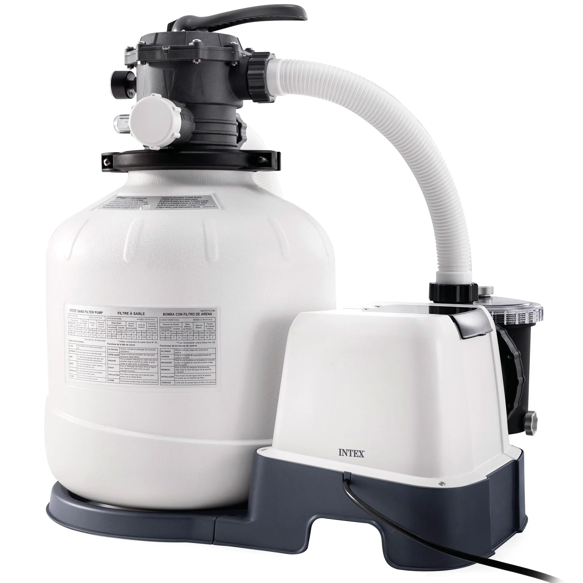 Intex 26680 – Sandfilterpumpe Krystal Clear mit Salzwassersystem, Wasserfluss 10000 L/h, Systemfluss 8000 L/h, für Pools bis maximal 56800 L, Kunststoff, Weiß