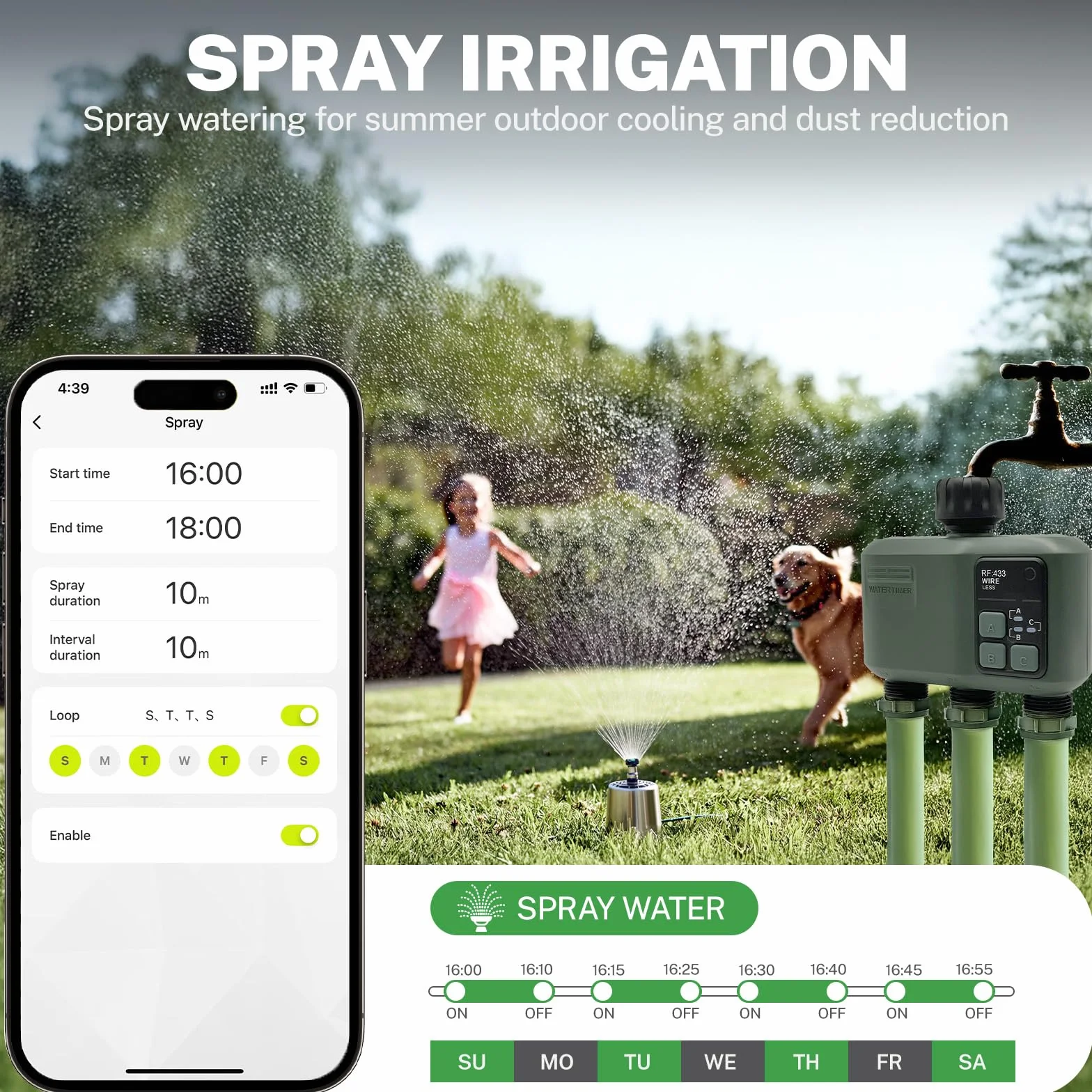 Johgee Bewässerungscomputer WLAN 3 Ausgänge mit 500M RF 433 Technologie, Smart Zeitschaltuhr Bewässerung mit APP, Alexa Sprachsteuerung, 6 Bewässerungsplänen, Automatische Bewässerungsuhr für Garten