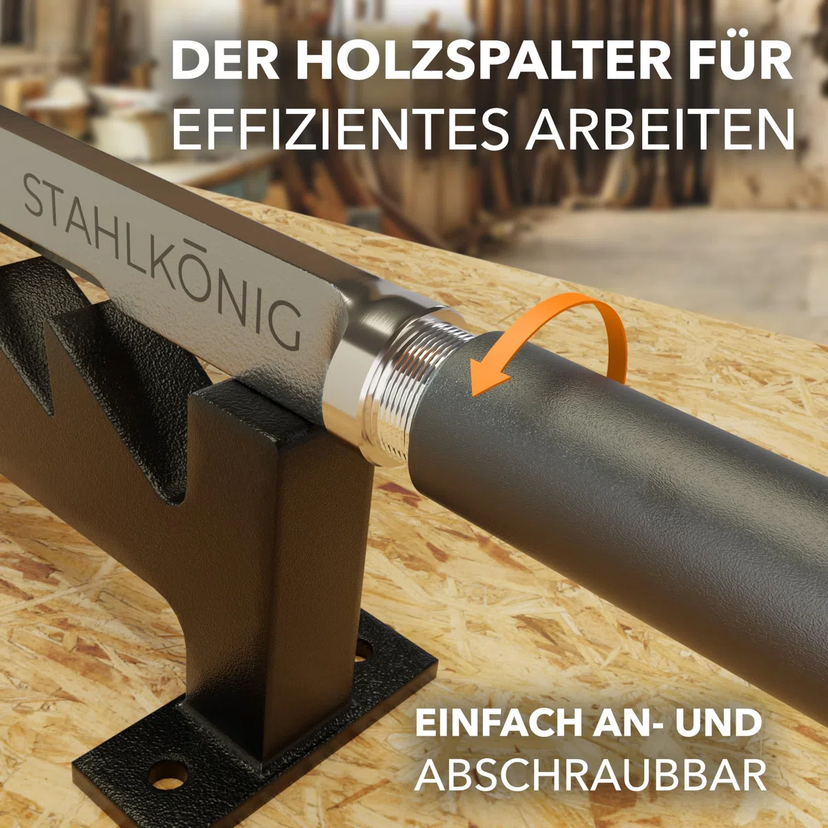 Holzspalter Manuell | Rostfrei und langlebig durch galvanisierte Klinge | Anzündholz Spalter mit 40cm Griff für müheloses Spalten