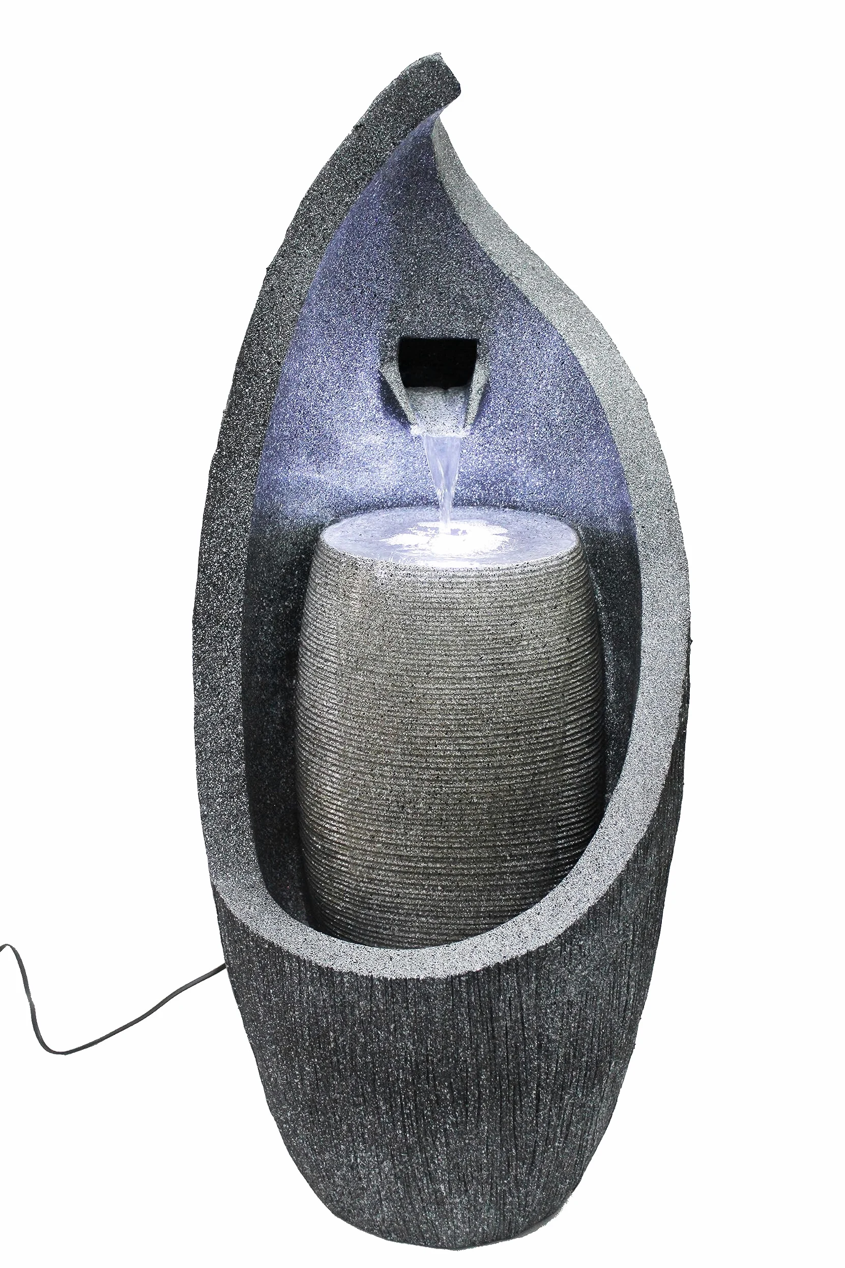 Moderner Gartenbrunnen mit LED Beleuchtung 83 cm Zimmerbrunnen Springbrunnen BK704 Wasserspiel Steinoptik Kaskade