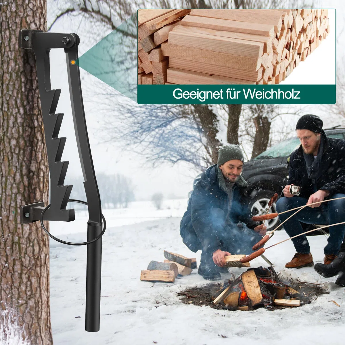 Holzspalter Manuell Wandhalterung Brennholzspalter für Weichhölzern Anzündspalter Wandmontage Handholzspalter Spanmesser mit langen Handgriff für Camping, Gartenhaus (Typ-A)