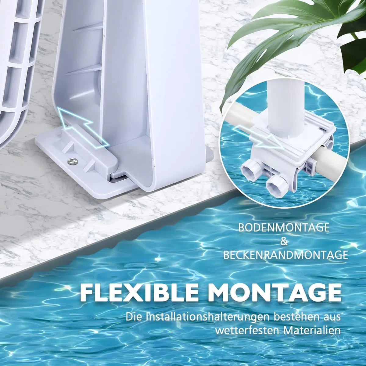 Mobiles Aufrollsystem Pool Aufroller für Solarfolie Poolabdeckung 1,05m-6,15m Edelstahl Verstellbar inkl. Befestigung & Rollen
