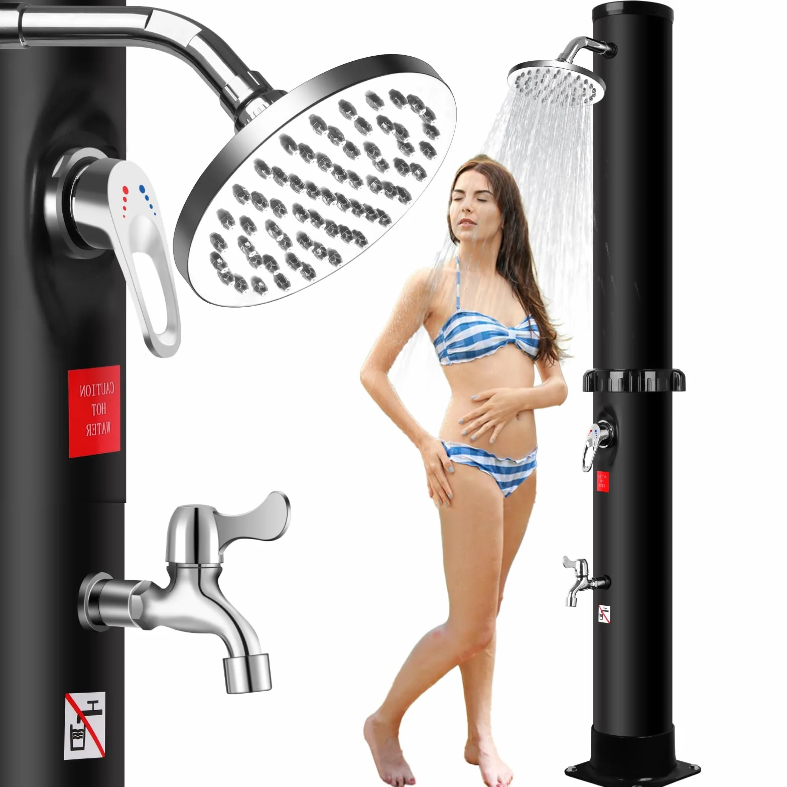 Solardusche 40Liter Garden Solar Gartendusche Verordnung heißes Kaltes Wasser, Max.60℃, Regendusche Außendusche Pooldusche Strand Dusche, inkl. Montagematerial,Gartenschlauch-Anschluss
