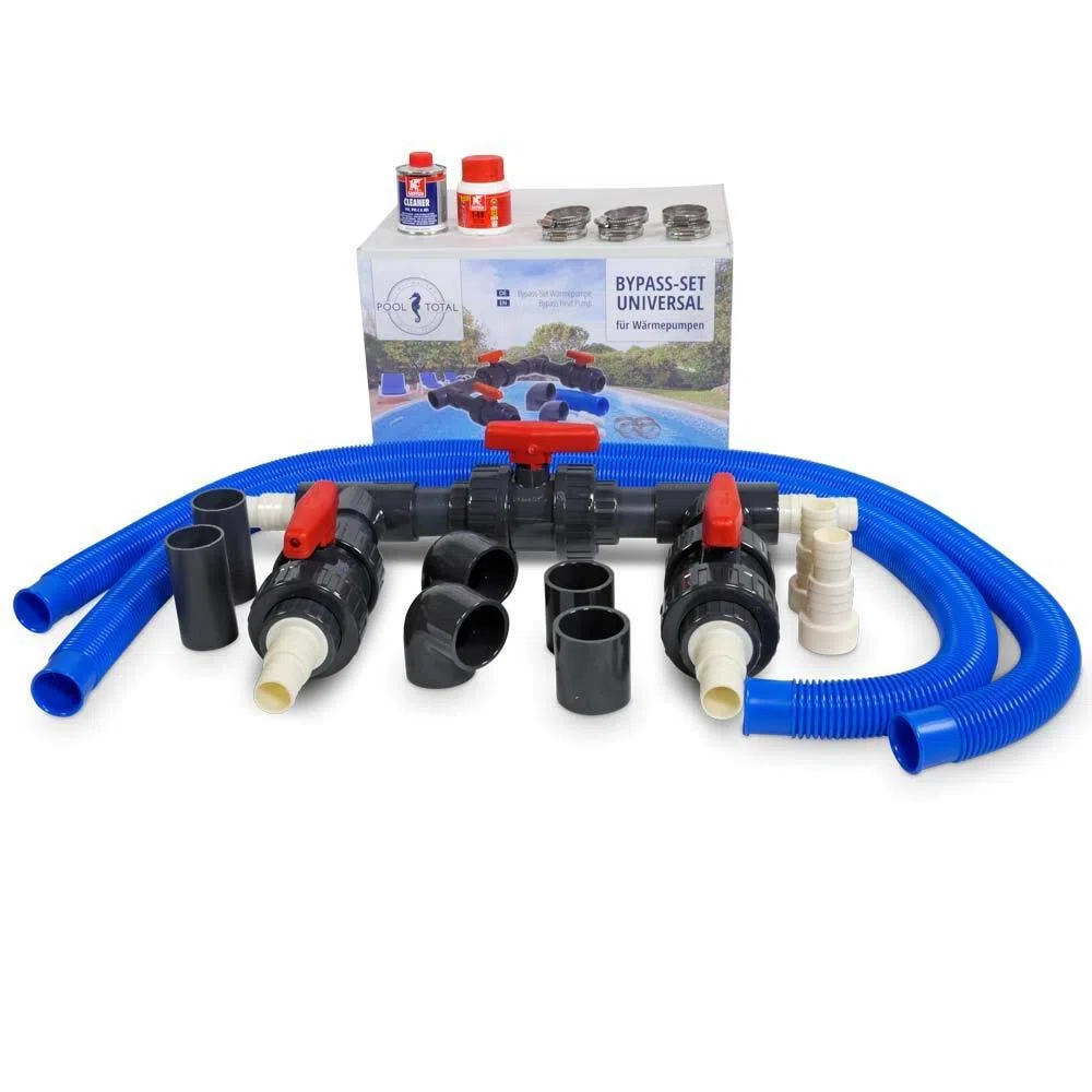 Bypass-Set für Wärmepumpen & Solaranlagen – 19-teilig - Universal Pool Bypass für Schwimmbad & Solarheizung - Wasserdurchfluss-Regulierung für Poolheizung & Wärmetauscher
