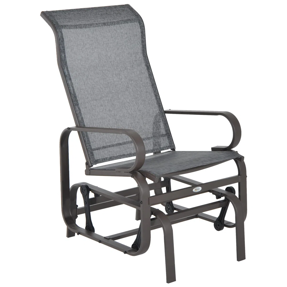 Outsunny Schaukelstuhl Garten Gartenstuhl Relaxstuhl Gartenschaukel Garten Metall Schaukel Stuhl für Garten Terrasse Balkon Texteline Grau+Braun 60 x 78 x 105 cm