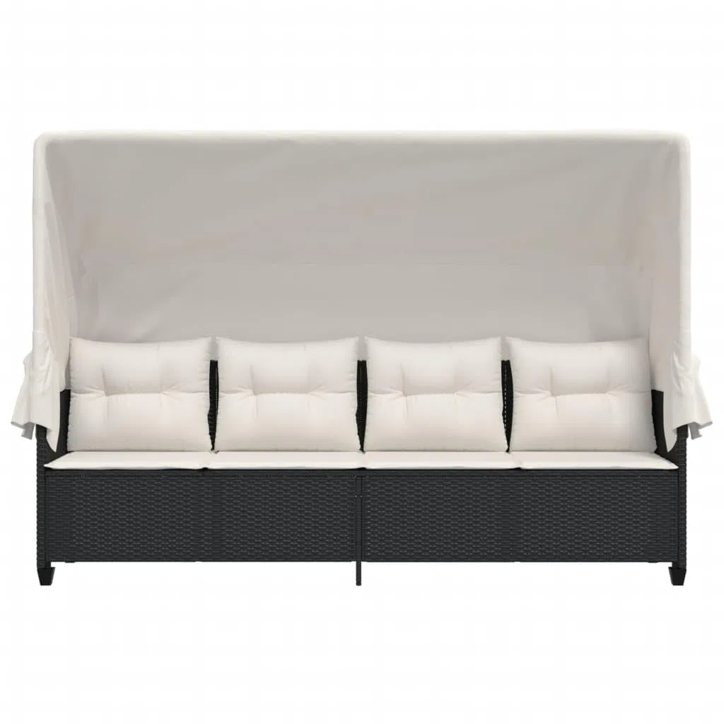 Gartensofa mit Dach Liegesofa Rattan Sonnenliege Balkon Sofa Gartenliege Sofa Liege Lounge Sofa Outdoor Rattansofa 200 x 52,5 x 3 cm