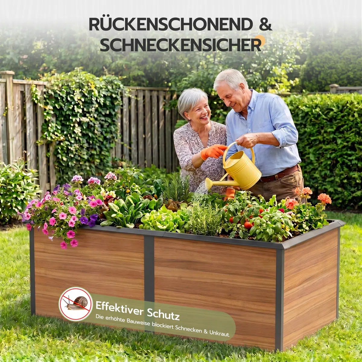 Amopatio Hochbeet Metall 200x100x77 cm Holzoptik, 1 mm Zink-Aluminium Pflanzbeet, 1540L Stabil Gemüsebeet, Wetterfest Gartenbeet Pflanzkasten Kräuterbeet für Outdoor & Balkon, Braun