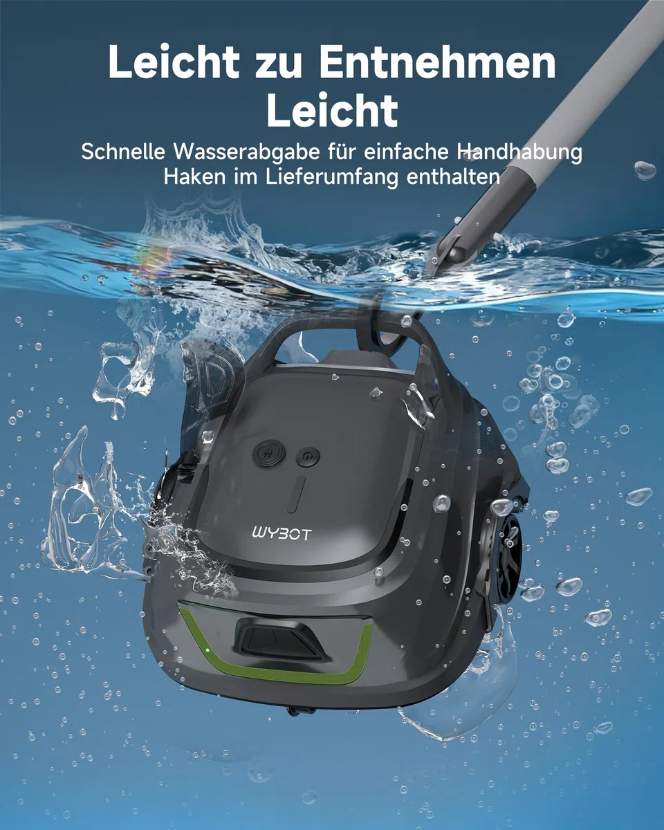 WYBOT A1p Poolroboter Akku mit Doppelfilter, 120 Min Laufzeit, Starker Kabelloser Poolroboter für Aufstellpool & Flache Pools, Entfernt Schmutz, Auto-Park，Olivgrün