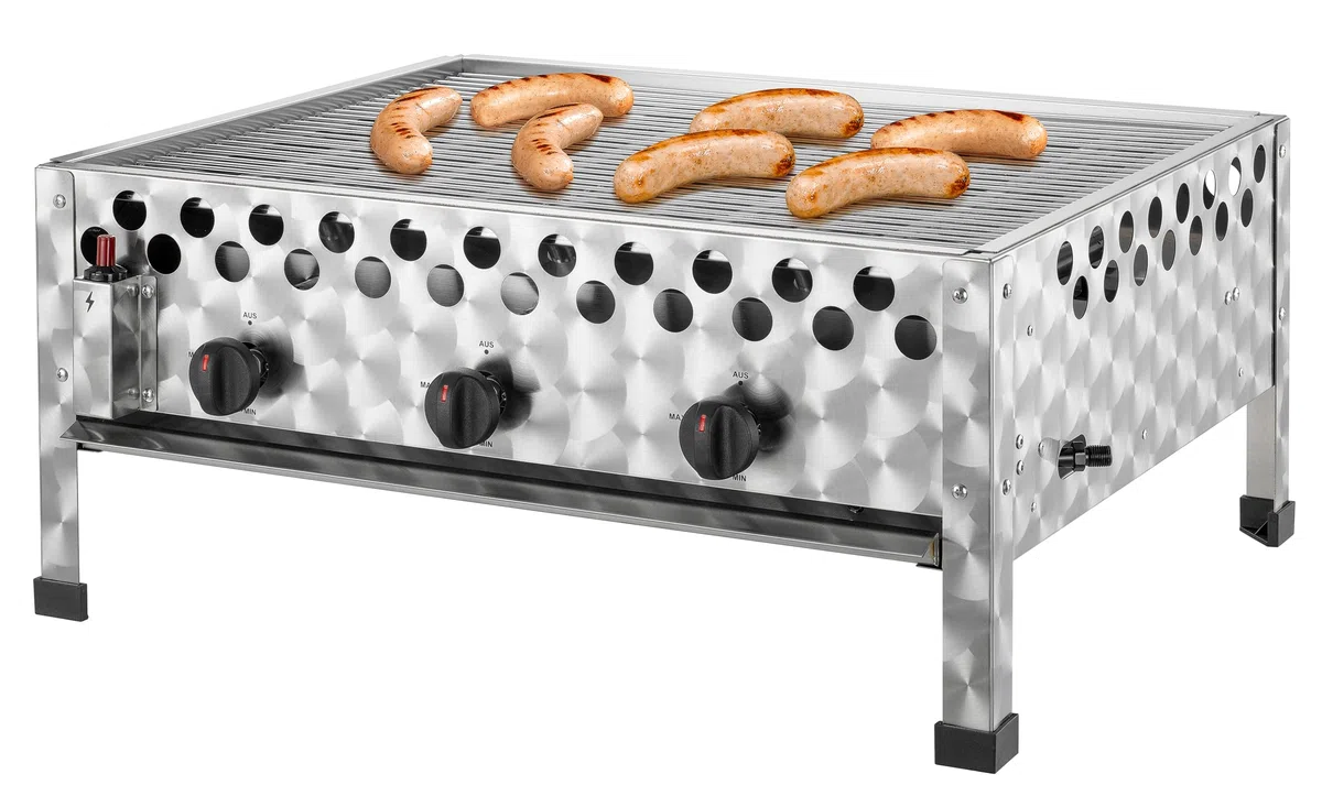 tepro Gasgrill Wurstbräter mit Grillrost, 3 Edelstahl-Brenner je circa 4 kW, Grillfläche circa 56,5 x 46,5 cm, Maße circa 66 x 56 x 28,2 cm