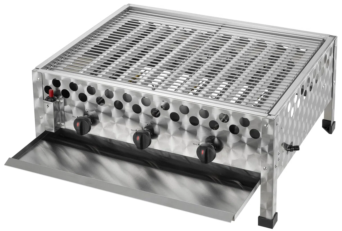 tepro Gasgrill Wurstbräter mit Grillrost, 3 Edelstahl-Brenner je circa 4 kW, Grillfläche circa 56,5 x 46,5 cm, Maße circa 66 x 56 x 28,2 cm