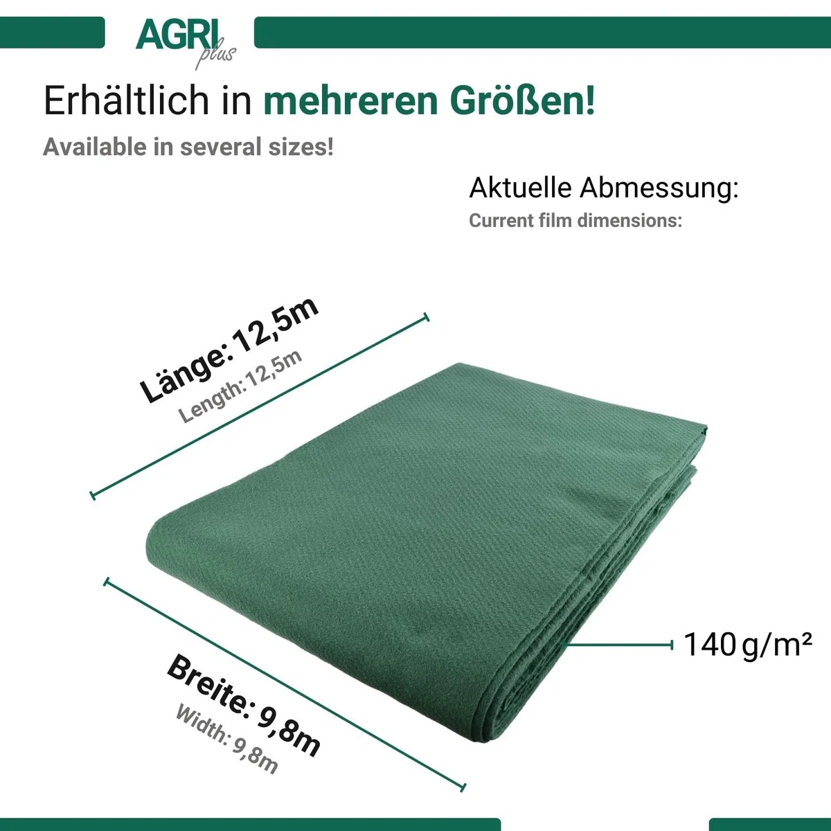 AGRI plus Strohvlies 9,8 x 12,5 m I Stabiles 140 g/m² Schutzvlies aus Polypropylen I Extrem reißfestes Heuvlies für langfristigen Schutz I Abdeckvlies wetterfest & UV-beständig