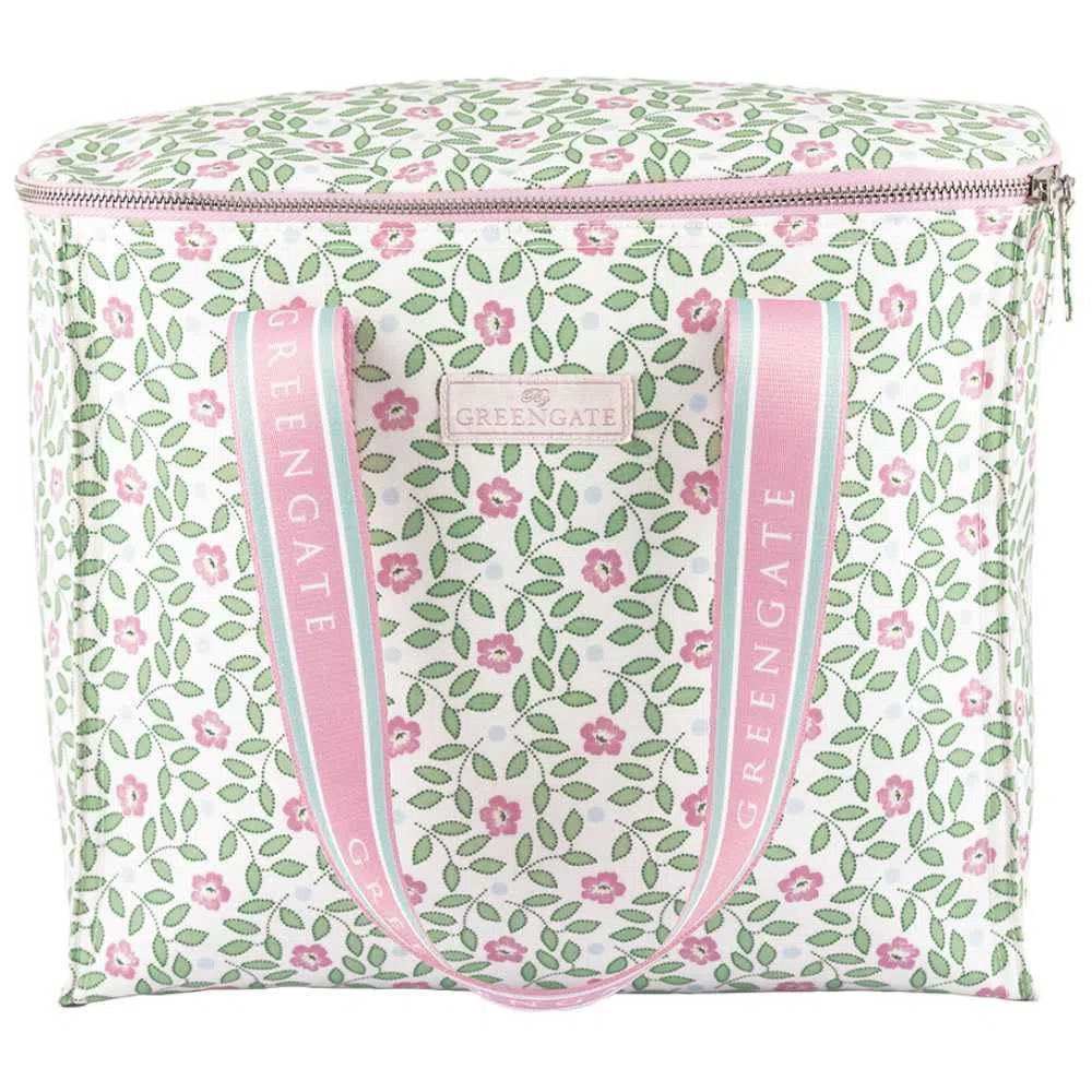 GreenGate Kühltasche Lotta Weiß Grün Blumen Isoliertasche Picknick