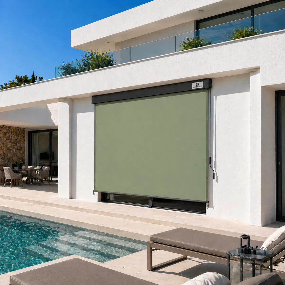 Ausziehbare Senkrechtmarkise Vertikalmarkise 160 x 250 cm - Markise mit Kurbel für Terrasse und Balkon Schutz vor Sonne Wind - Beschattung Sichtschutz Windschutz Wasserdicht - Matcha Grün