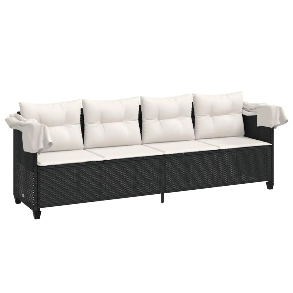 Gartensofa mit Dach Liegesofa Rattan Sonnenliege Balkon Sofa Gartenliege Sofa Liege Lounge Sofa Outdoor Rattansofa 200 x 52,5 x 3 cm