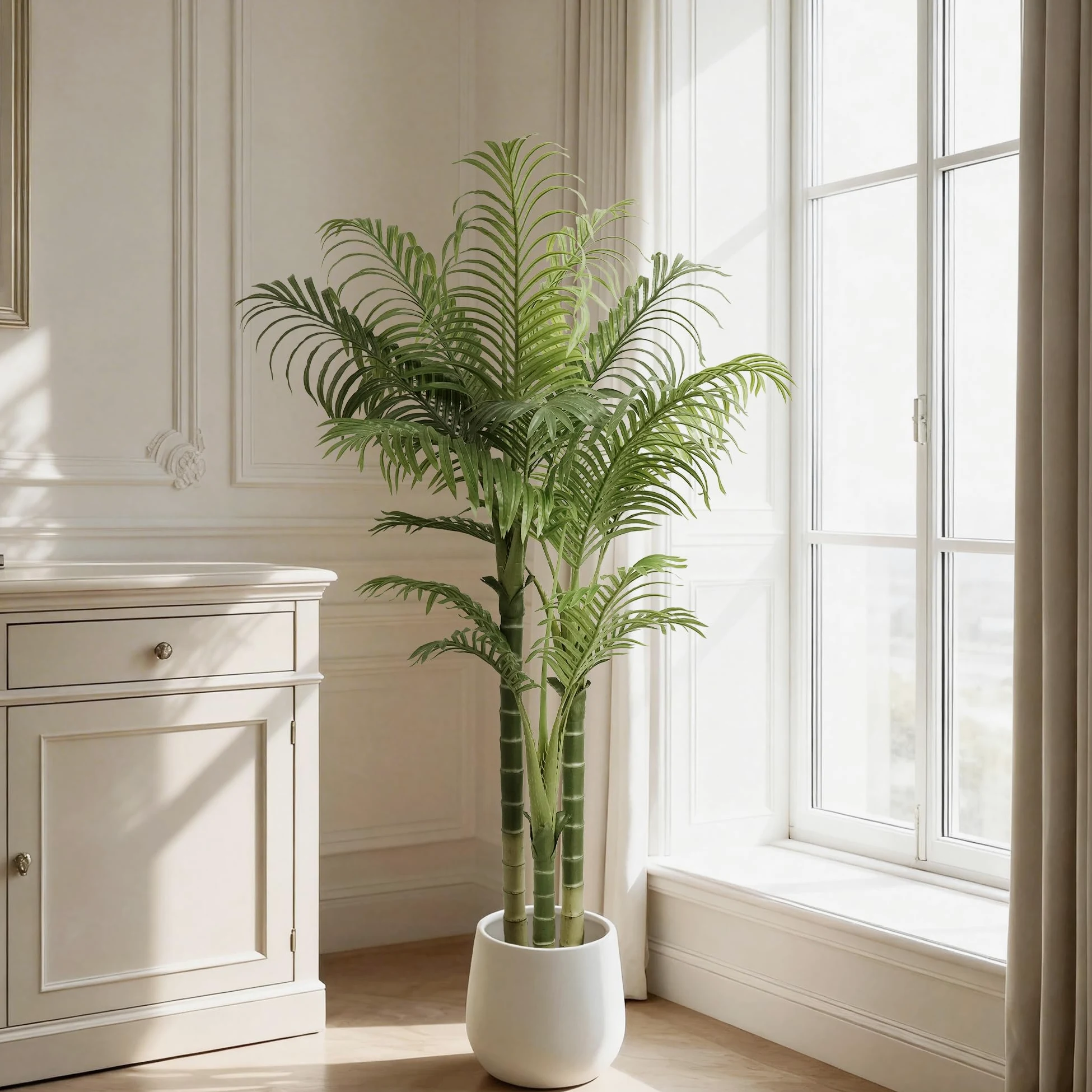 Künstliche Palme, Künstliche Pflanzen groß im Topf Plastik Palme Künstliche Palmen wie echt Fake Plants für Wohnzimmer Balkon Schlafzimmer Büro