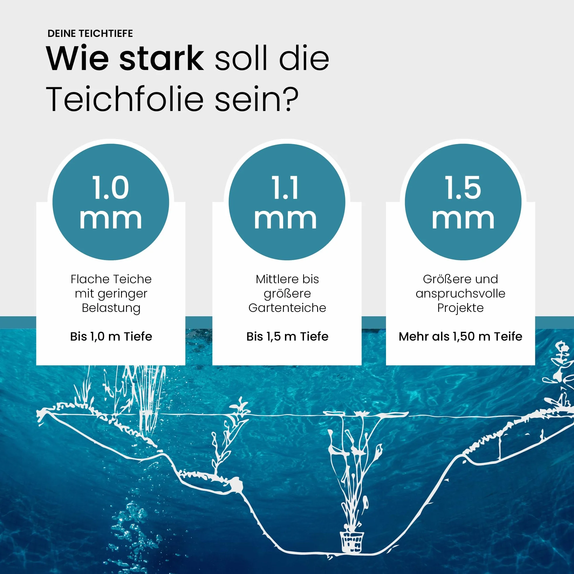 TeichVision - Premium EPDM Teichfolie Stärke 1,5 mm - 1,5 m x 3 m/naturgerechte EPDM Folie schwarz - besonders langlebig/auch geeignet als Hochbeet Folie wasserdicht