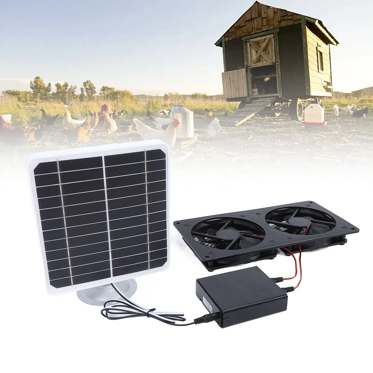 TOPINCN Solar-Abluftventilator, 20W Solarpanel, Metall, IPX7, 200 cfm, mit Schutznetz, für Hühnerstall, Gewächshaus, Scheune