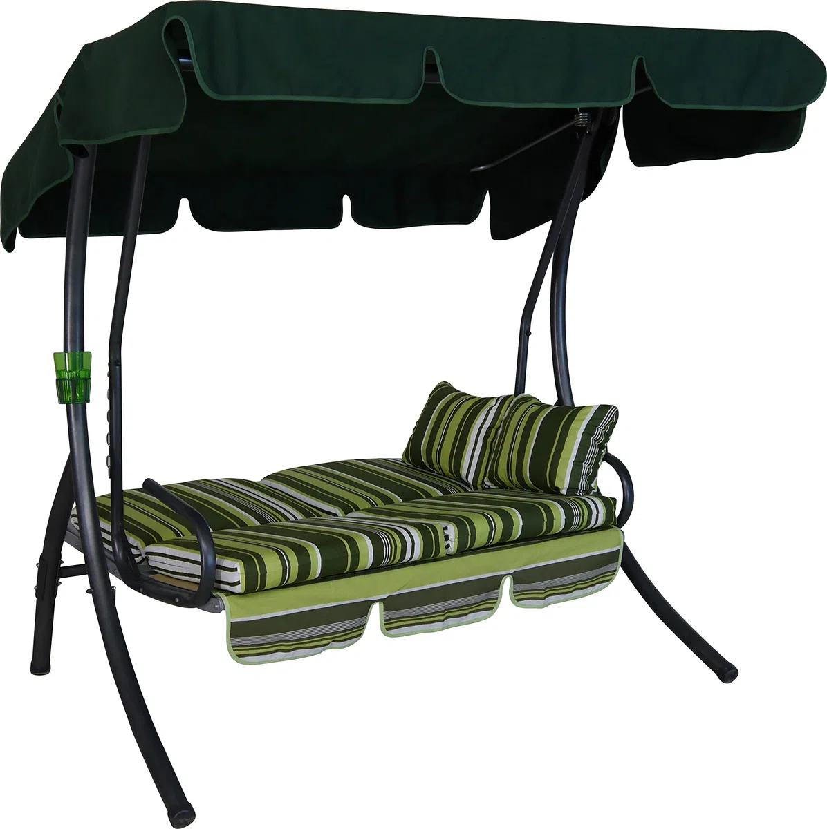 ANGERER Hollywoodschaukel 2-Sitzer Ibiza grün gestreift | Gartenschaukel Made in Germany, Schaukel zum Sitzen, Liegen und Entspannen, inklusive Bett-Funktion, einfache Montage