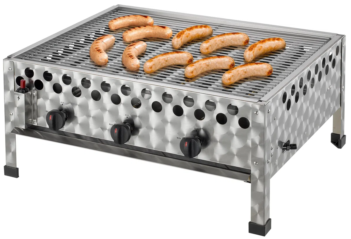tepro Gasgrill Wurstbräter mit Grillrost, 3 Edelstahl-Brenner je circa 4 kW, Grillfläche circa 56,5 x 46,5 cm, Maße circa 66 x 56 x 28,2 cm