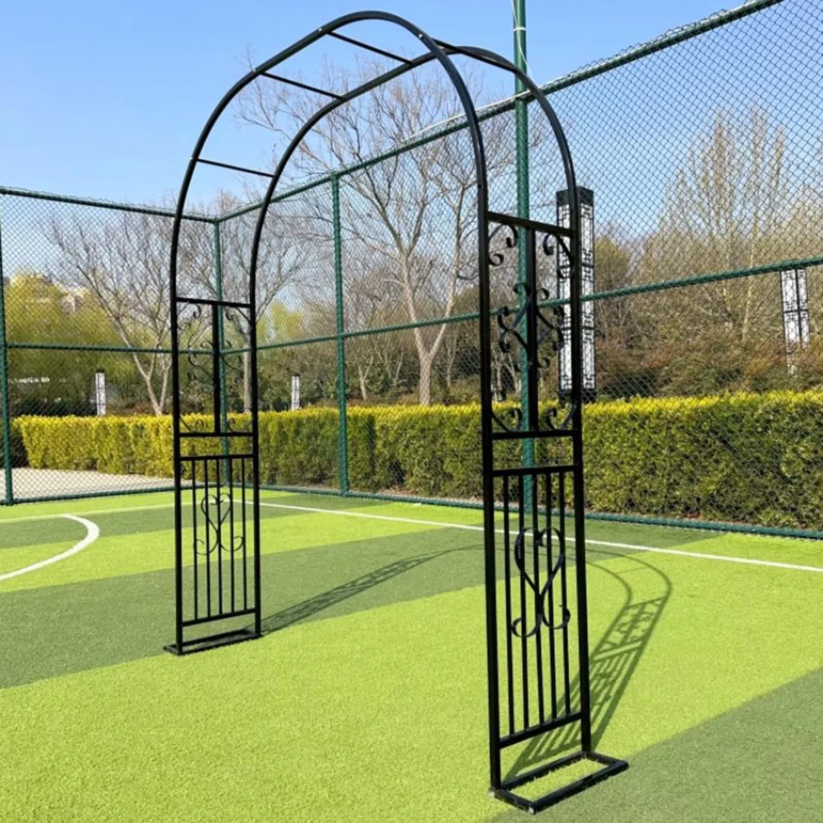 Rosenbogen 180 cm Breit Gartenbogen aus Metall Starker Rankbogen für Kletterpflanzen, Deko für Hochzeit, Balkon & Garten, wetterfest Schwarz-B-L180xW40xH230cm