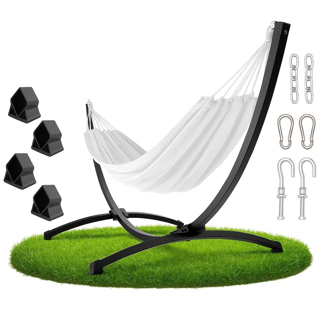ZOLTA Hängemattengestell Für Garten und Balkon - Hängematte Outdoor Gestell - Gestell für hängematte 2 Personen - Maximale Belastung 220 kg - Stahl - Schwarz
