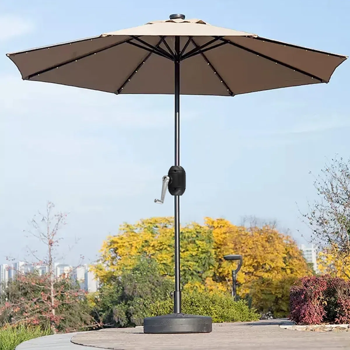 Kurbel für Sonnenschirm Neigemechanismus mit Seil, Ersatzteil aus robustem PP Kunststoff, universell passend für Garten Terrassen und Balkonschirme, schwarz, ca. 88x55 mm