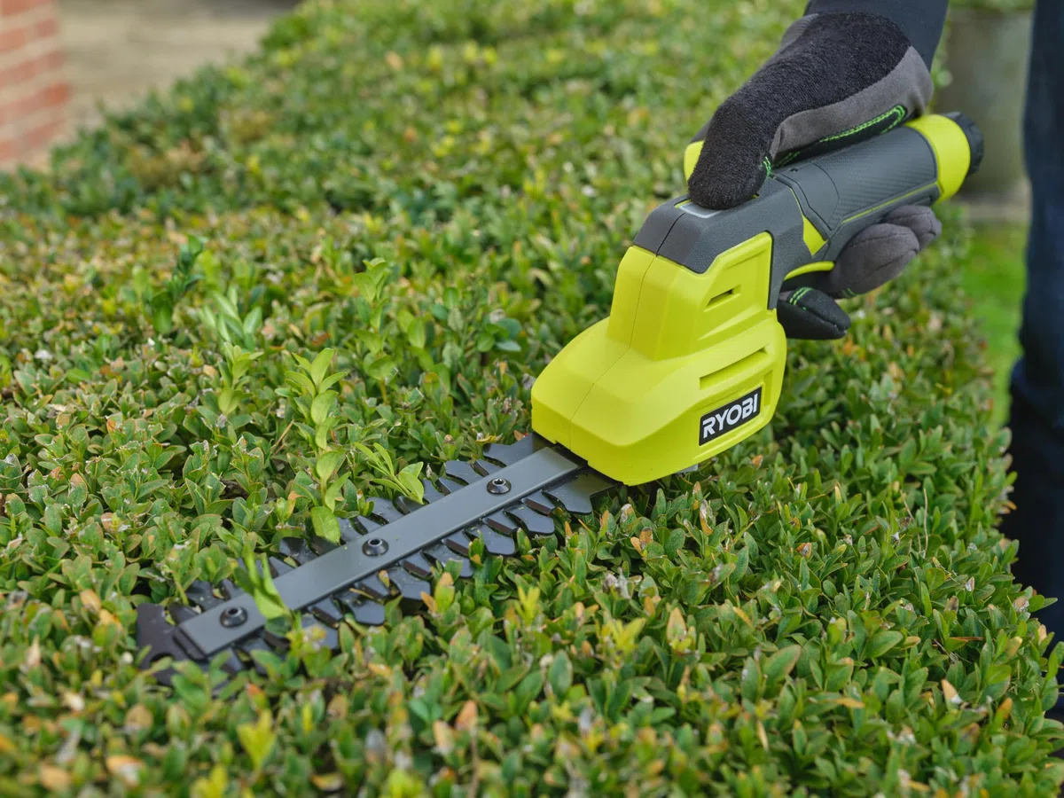 RYOBI 4 V Akku-Gras- & Strauchschere RY4CGSA-120, inkl. 2,0 Ah Akku und Ladekabel USB-C