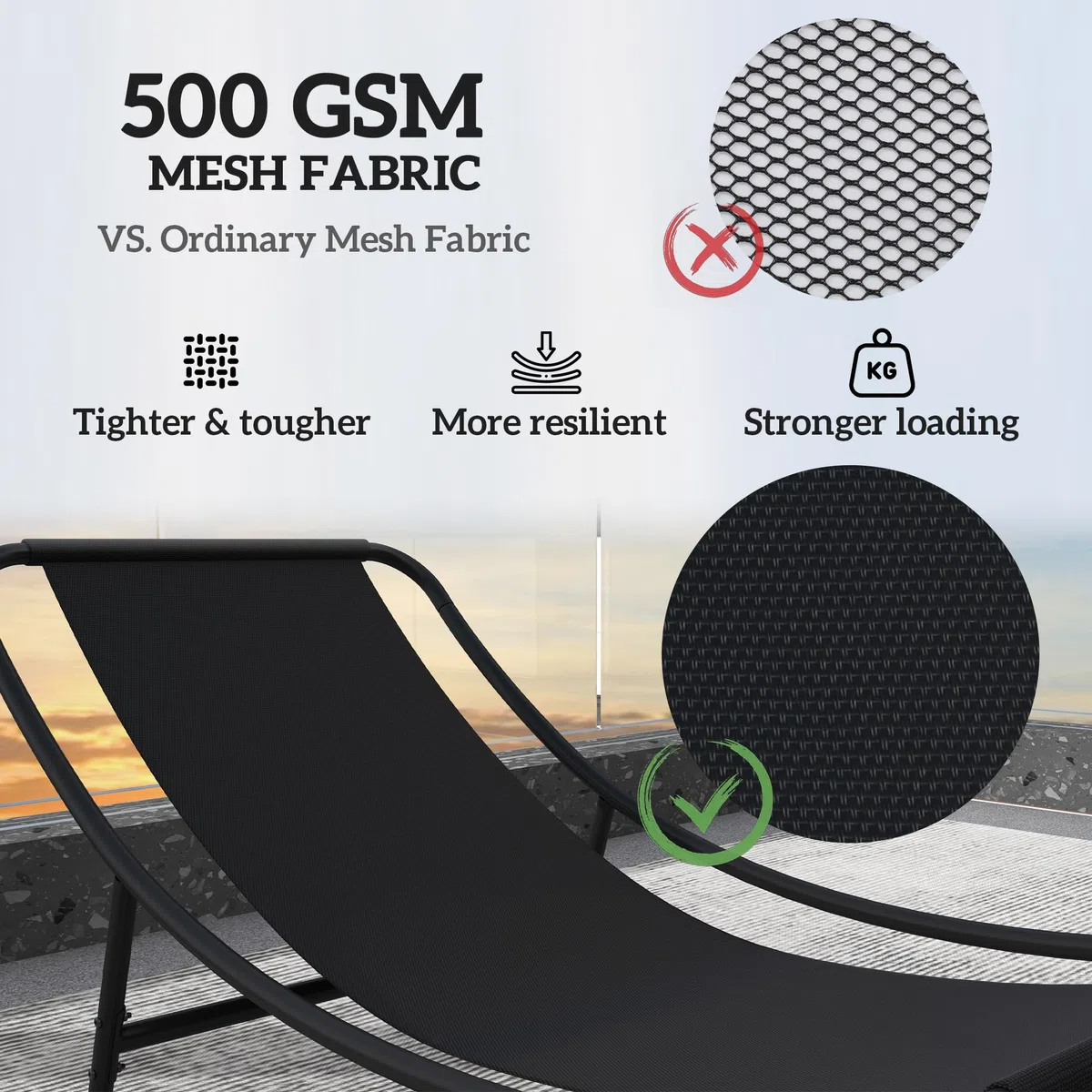 Outsunny 2er-Set Outdoor-Schaukelstühle, Schaukelstühle mit dicken Kissen, Sitz aus atmungsaktivem Textilene-Gewebe und Stahlrahmen, Schaukelstuhl für den Außenbereich, Garten, Terrasse, Patio,