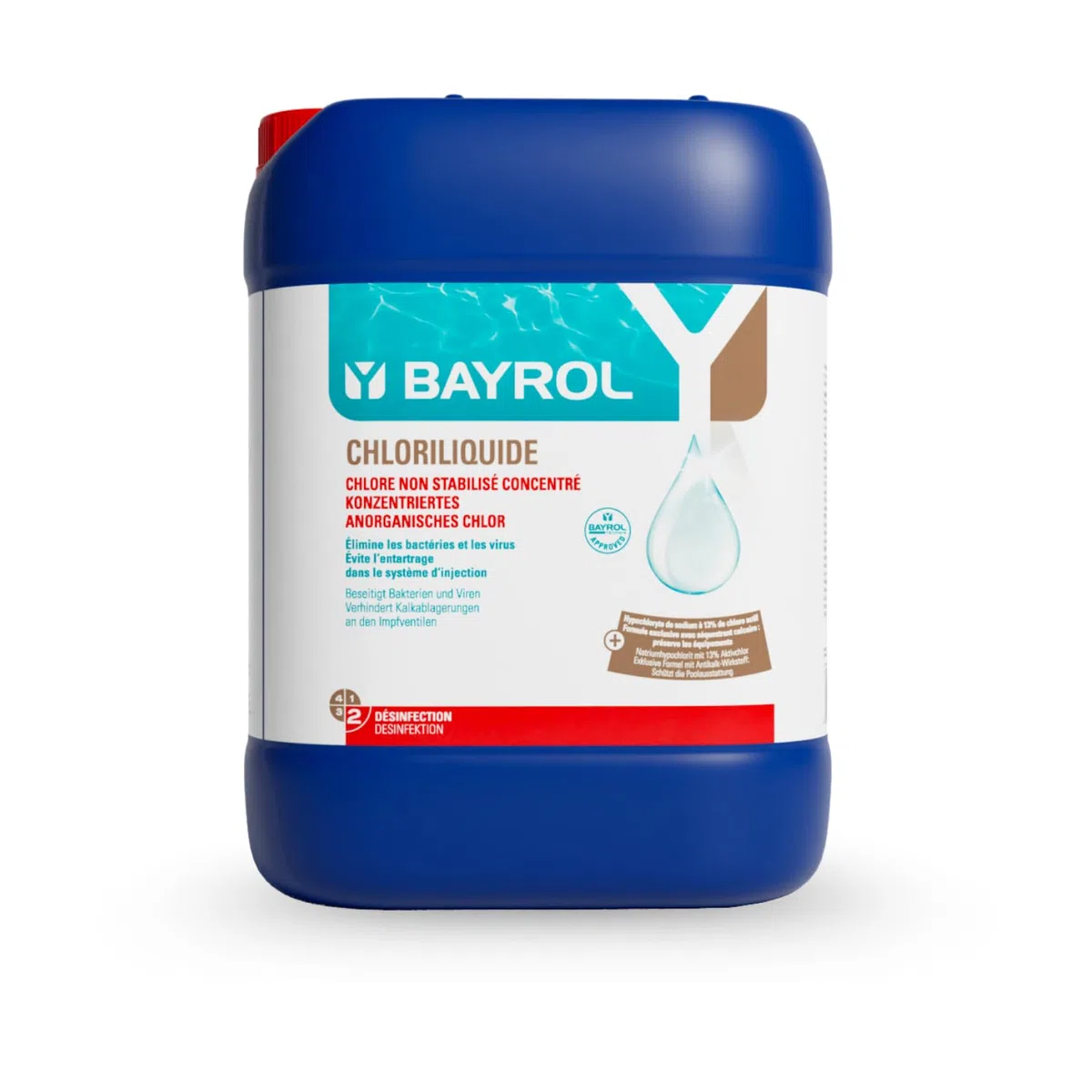 BAYROL Chloriliquide 20 L Flüssigchlor - Anorganisches Chlor flüssig für Pool - Ideal für Pool Dosieranlage - ohne Cyanursäure - Chlorbleichlauge - Chlor Pool