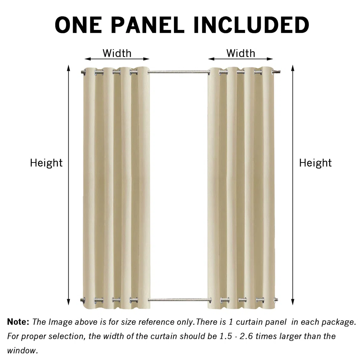 Aiyaoo Outdoor Vorhang Breit 295x215cm BxH (1 Stück), UV Schutz Wasserabweisend Blickdicht für Pavilion Balkon Garten Patio- Beige