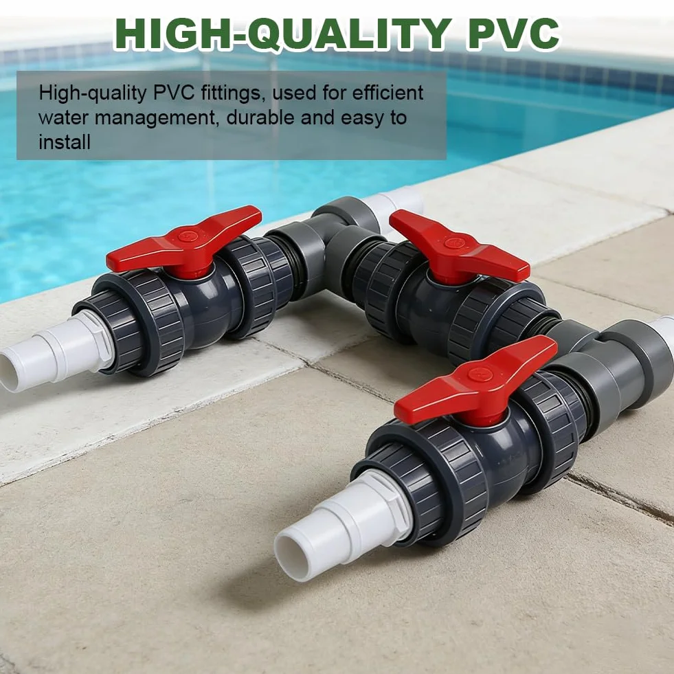 Bypass Pool Set, Wärmepumpen Anschluss Set, Ø 50 mm Wärmepumpe Pool Anschluss Set, Adapter für Pool Heizung mit 32mm 38mm Schläuchen, Steuerung der Wasserzufuhr für eine optimale Temperaturregulierung