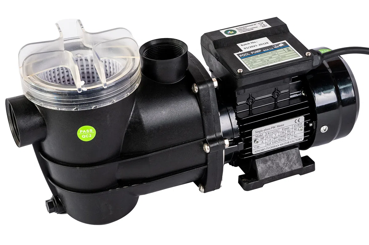 HST Sandfilter Poolfilter bis 30.000 Liter + Leis Profi Poolpumpe 8000 Liter/Std 250 W mit Vorfilter Sandkessel 5-Wegeventil Bodenplatte viel Zubehör Komplettset geeignet für Sand Filterbälle Glas