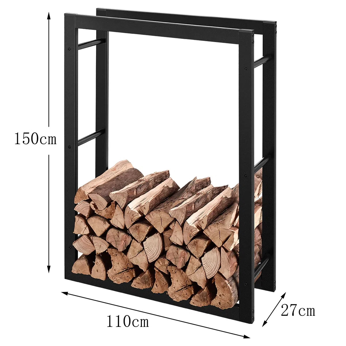 RANSENERS Kaminholzregal 110x27x150cm (mehr Größen), Robustes & Rostfreies Brennholzregal für Innen und Außen