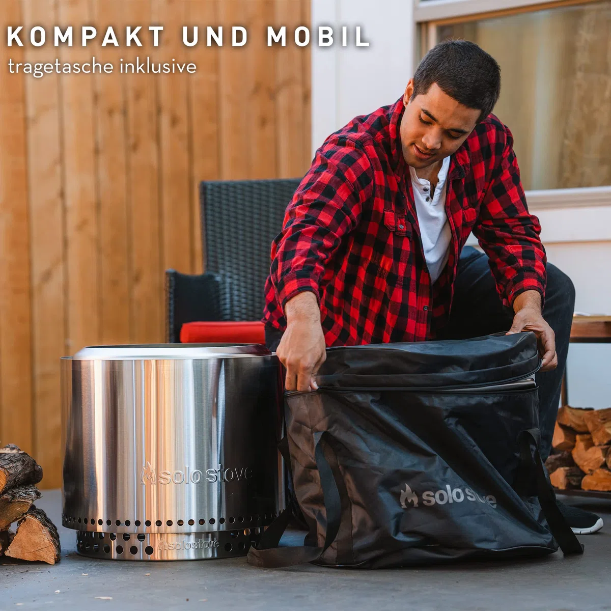 Solo Stove Bonfire Pi Fire Pizzaofen | Outdoor-Pizzaofen Zubehör für Bonfire Feuerstelle, Inkl. Tragetasche, Grillhandschuhe & Pizzastein, Geeignet zur Holzbefeuerung, (H x Dia): 43 x 49 cm, 9 kg