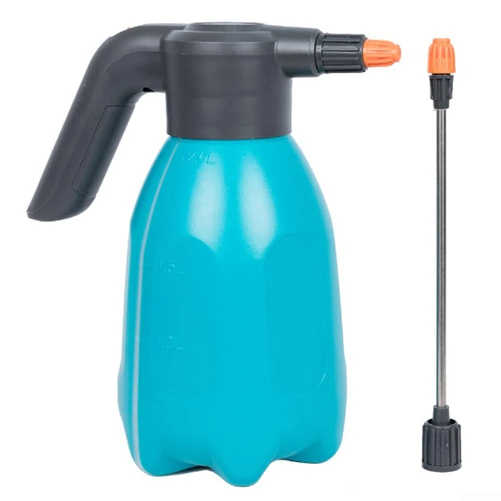 Elektrische Sprühflasche, 2 l, wiederaufladbar, für Pflanzen und Automobil-Details, verstellbare Nebel-/Strahldüse, ergonomischer HDPE-Tank mit transparentem L-Blue-Land