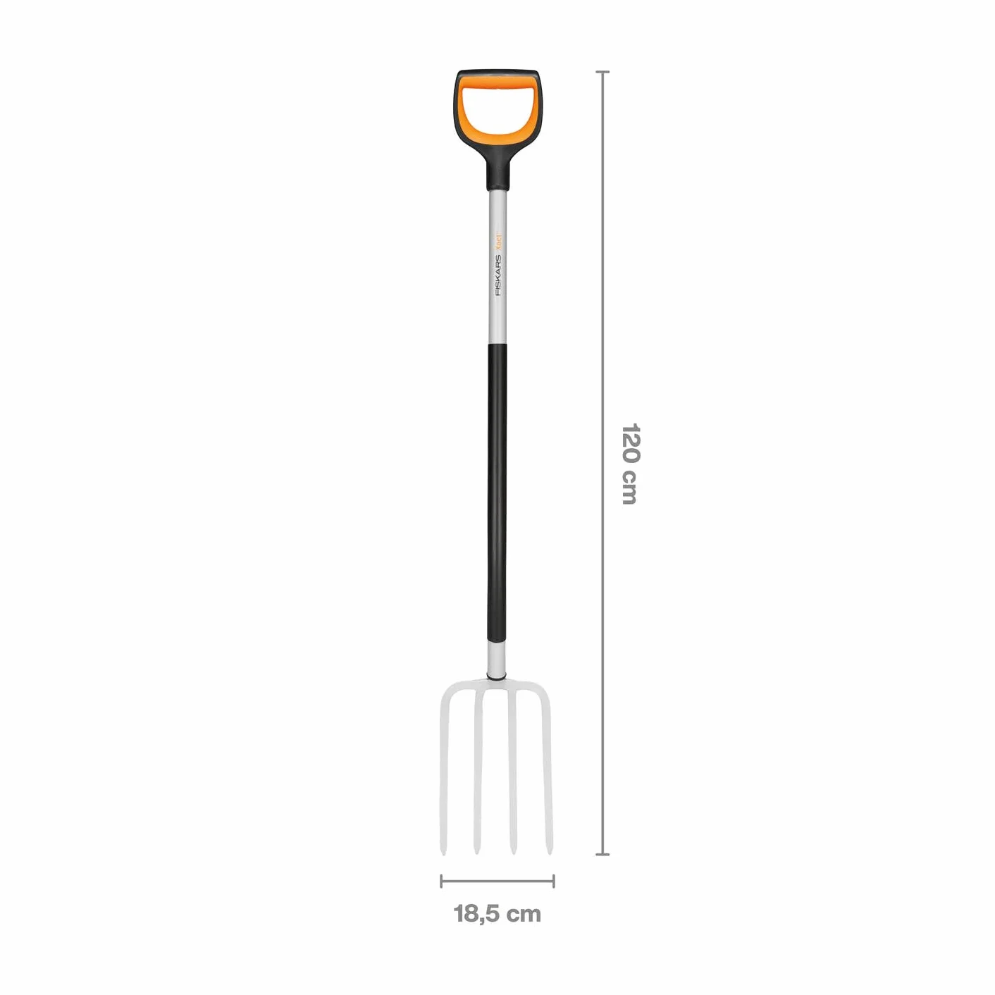 Fiskars Spatengabel für Harte, steinige Böden, Mit 4 Zinken, Länge: 120 cm, Qualitätsstahl-Zinken/Glasfaserverstärkter Kunststoff-Stiel, Schwarz/Orange, Xact, 1070716