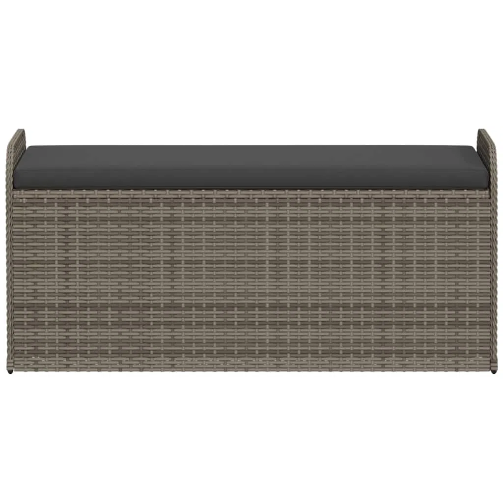 Tomostar Aufbewahrungstruhe für den Außenbereich, Bank, Aufbewahrungsbox mit Kissen, grau, 115 x 51 x 52 cm, Polyrattan