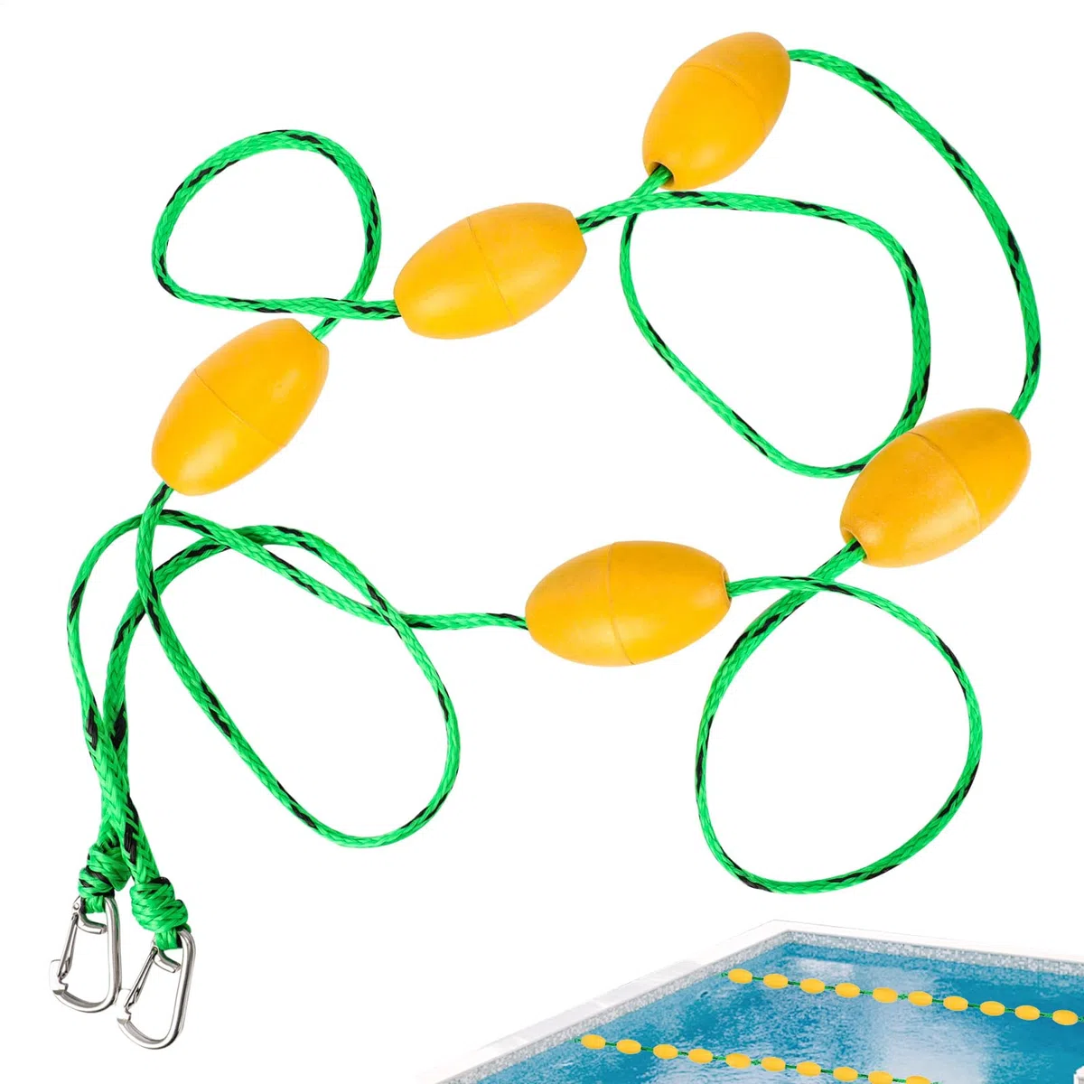 Pool Safety Rope - 5m Pool Seil mit Schwimmern zum Teilen des Pools - Bahnleinen Mit Edelstahlhaken Gute Sichtbarkeit Schwimmausrüstung Mit Bojen Für Kinder