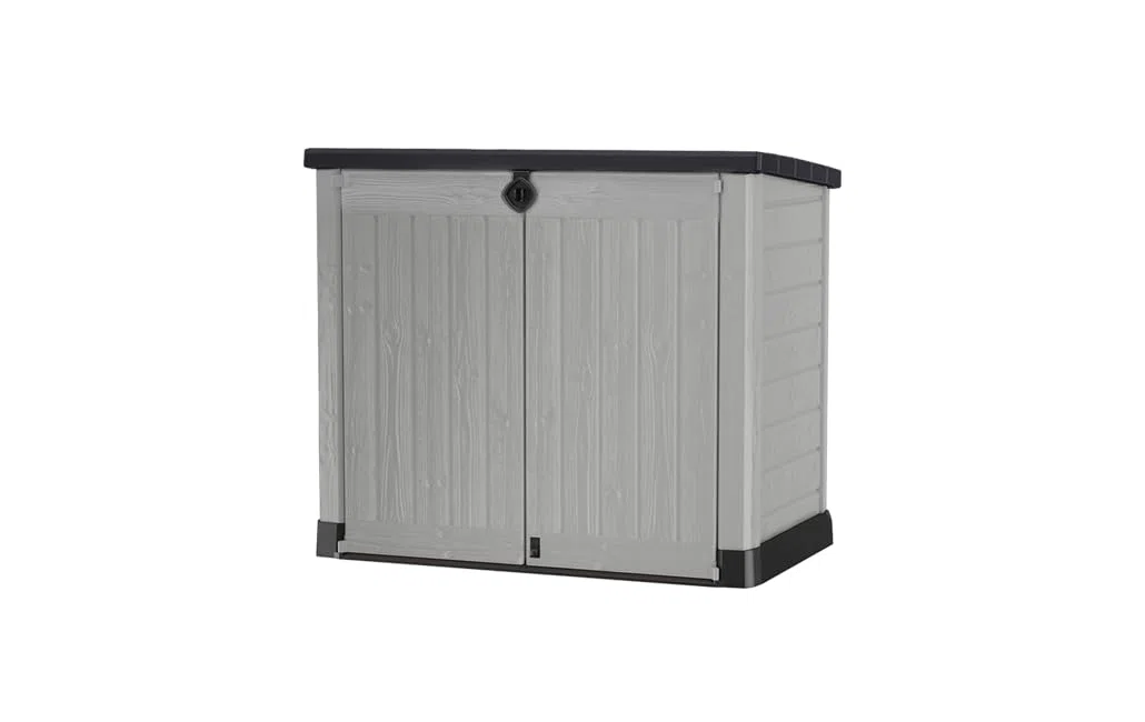 Keter Store It Out Ace 1200L Lagerbox, wetterfest & abschließbar, UV-beständig, Hydraulikdeckel, Grau, Maße: 145,5 x 82 x 123,5 cm