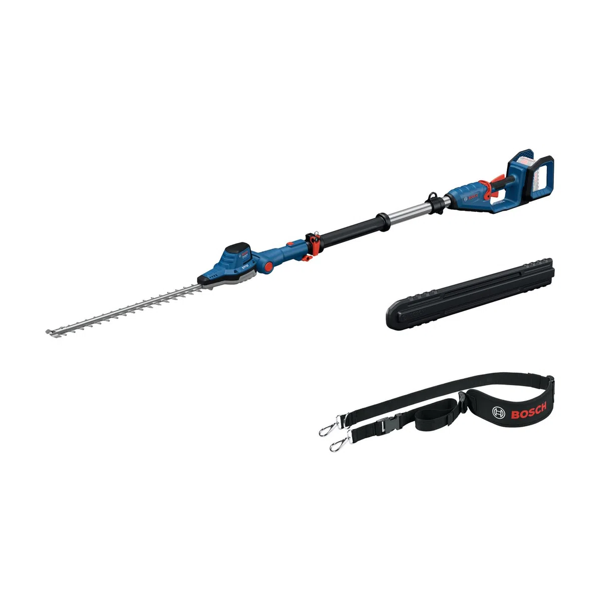 Bosch Professional 18V System Teleskop-Heckenschere GHE 18V-50 TP (2,5-m-Teleskopstange, 3.400 Hübe pro Minute, 23,5 mm Zahnabstand, inkl. Schultergurt, ohne Akku)