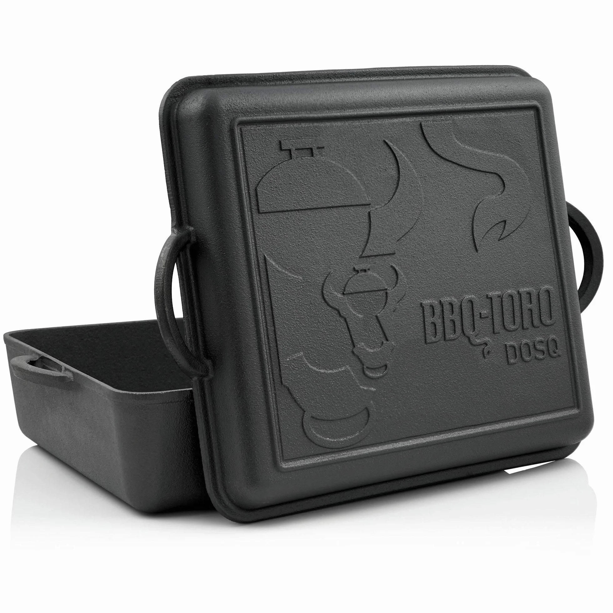 BBQ-Toro Dutch Oven Pan | Rechteckiger Gusseisen Kochtopf | 10,5 Liter Gusstopf | preseasoned - bereits eingebrannt | Bräter mit Deckel, Schmortopf